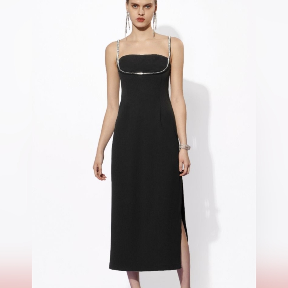 Saturday Club Contrast Trim Dress. Black. XS.